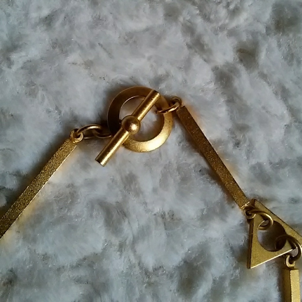 Brushed Gold Plate Statement Necklace - Picture 5 of 5